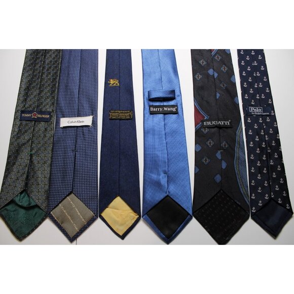 Lot of 6 Blue Neckties Hilfiger Klein Prince Consort Wang Bugatti Ralph Lauren - Picture 6 of 9
